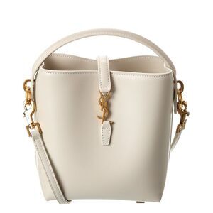 Saint Laurent Le 37 Mini Leather Bucket Bag, Beige